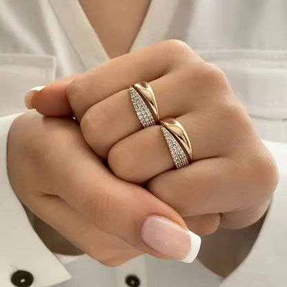 Elegant Golden Ring with Sparkling Stones